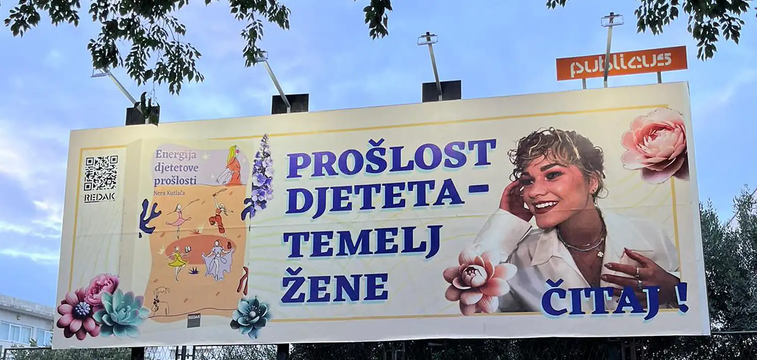 Image of a billboard promoting the book Energija Djetetove Prošlosti