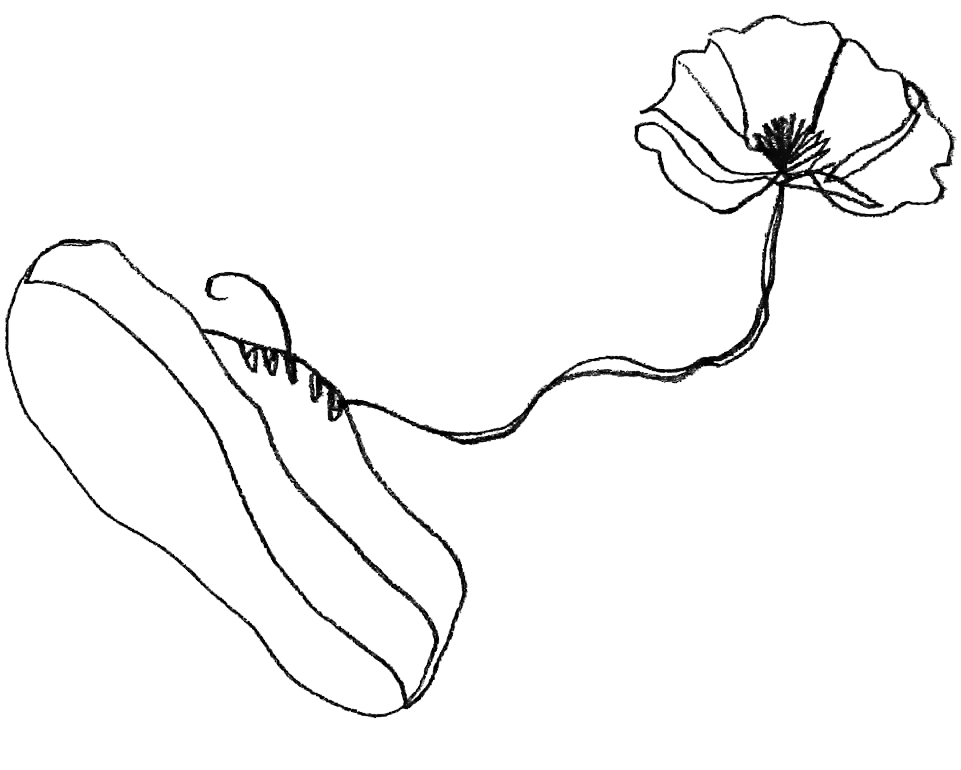 Illustration of a flower inside of shoe