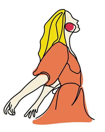 Line art of a woman looking into the sky